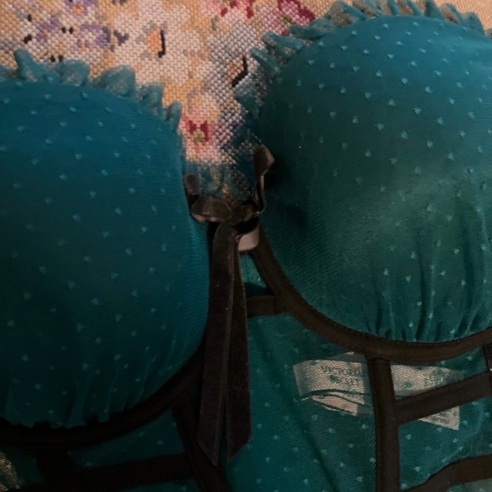 Teal Lingerie Top with Black Accents Victoria’s Secret corset!